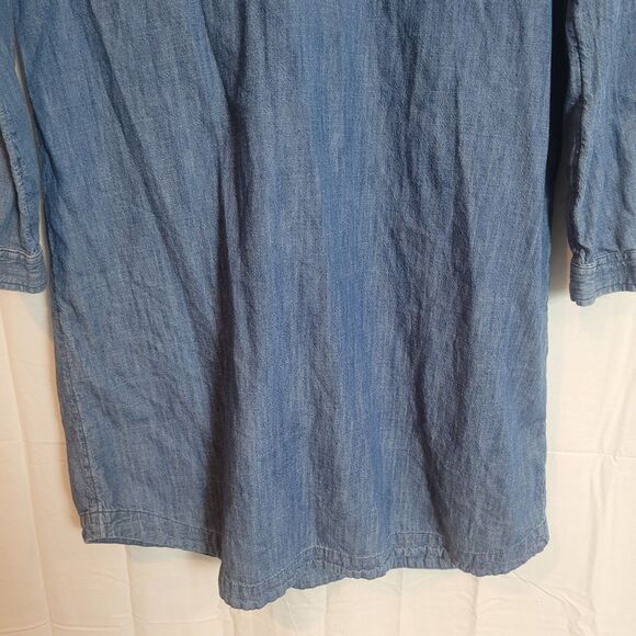 Old Navy Chambray Long Sleeve Shirt Dress Women's Medium Blue Classic Preppy - Picture 4 of 10